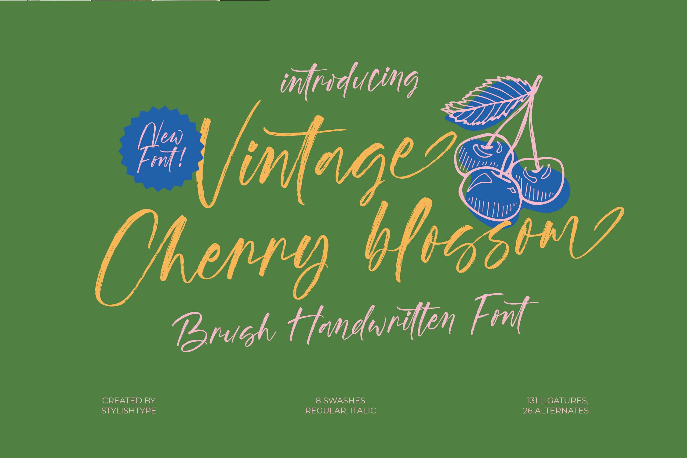 Vintage Cherry Blossom Brush Font, a Script Font by stylishtype.co