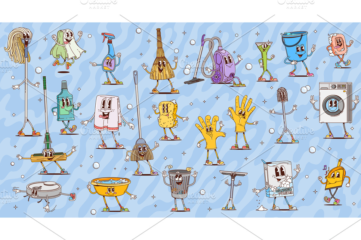 Cartoon housekeeping characters, an Object Illustration by Vector Tradition