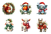 Watercolor Christmas Animals Clipart, an Illustration by SinaCreation (Thumbnail 5 of 7)