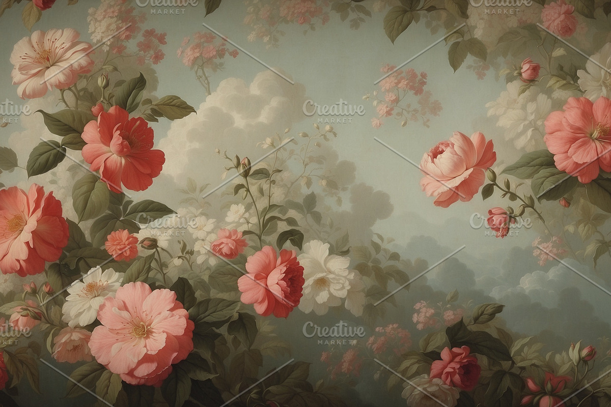 Surreal Floral Wall Mural&Wallpaper, a Wallpaper Graphic by sibel dayı (Photo 8 of 8)