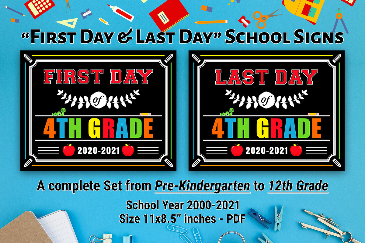 Back to School Photo Props Signs, a Stationery Template by DickyJiang Illustrations (Photo 1 of 3)