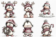 Quirky Christmas Penguin Clipart, an Illustration by Craft Nest (Thumbnail 4 of 6)