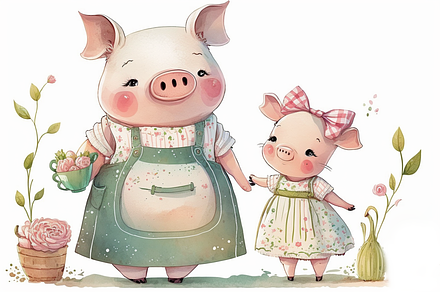 Pig Mother and Daughter Spring