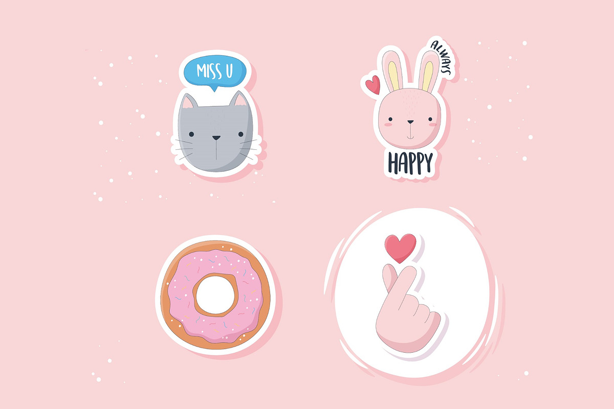 Cute Kawaii Sticker Set, a Templates & Theme by studiogstock (Photo 5 of 5)