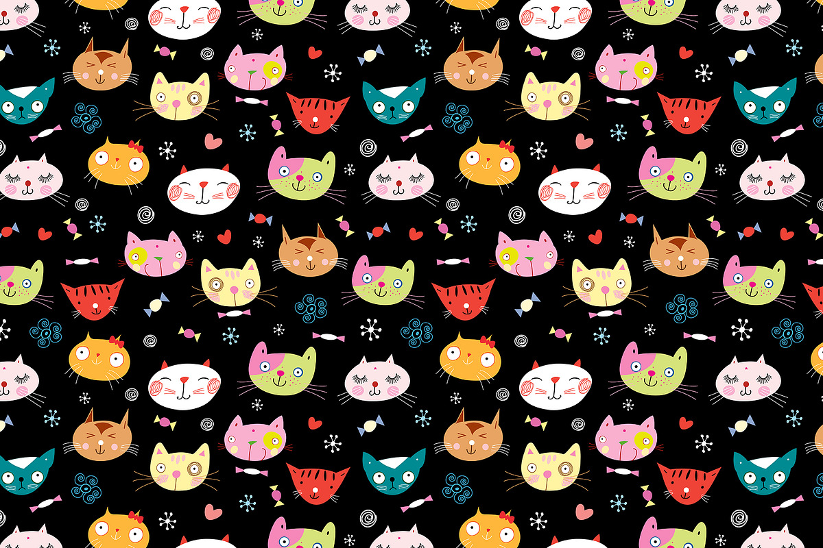 8 Fun bright patterns with cats, a Pattern Graphic by Tanor (Photo 7 of 9)