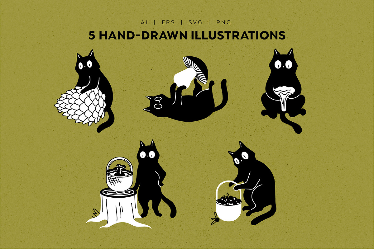 Forest Cats Vector Illustrations, an Animal Illustration by helenreveur (Photo 3 of 5)