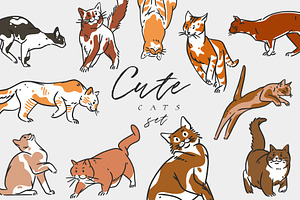 Cute cats set