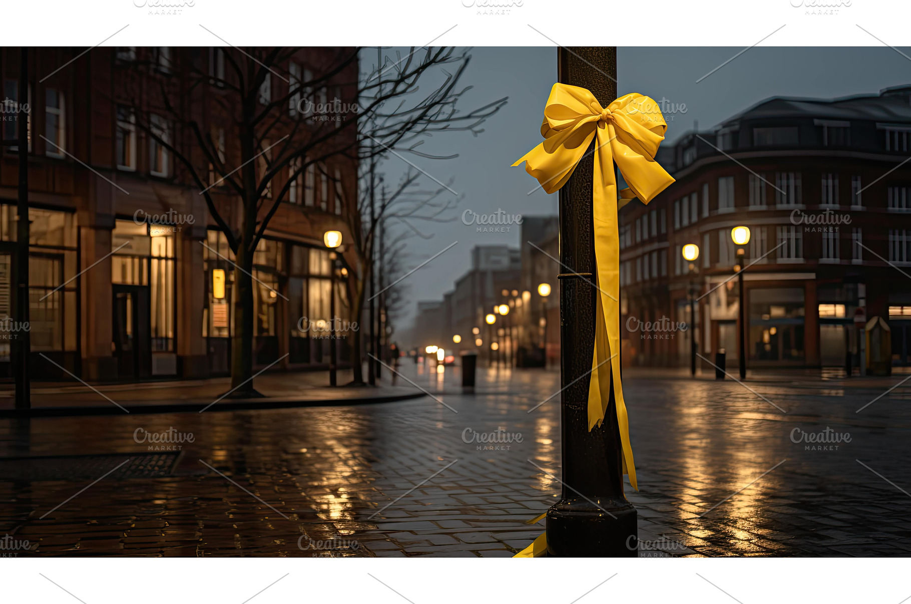 ribbon yellow ribbons ai generated, a Holiday Photo by pikepicture