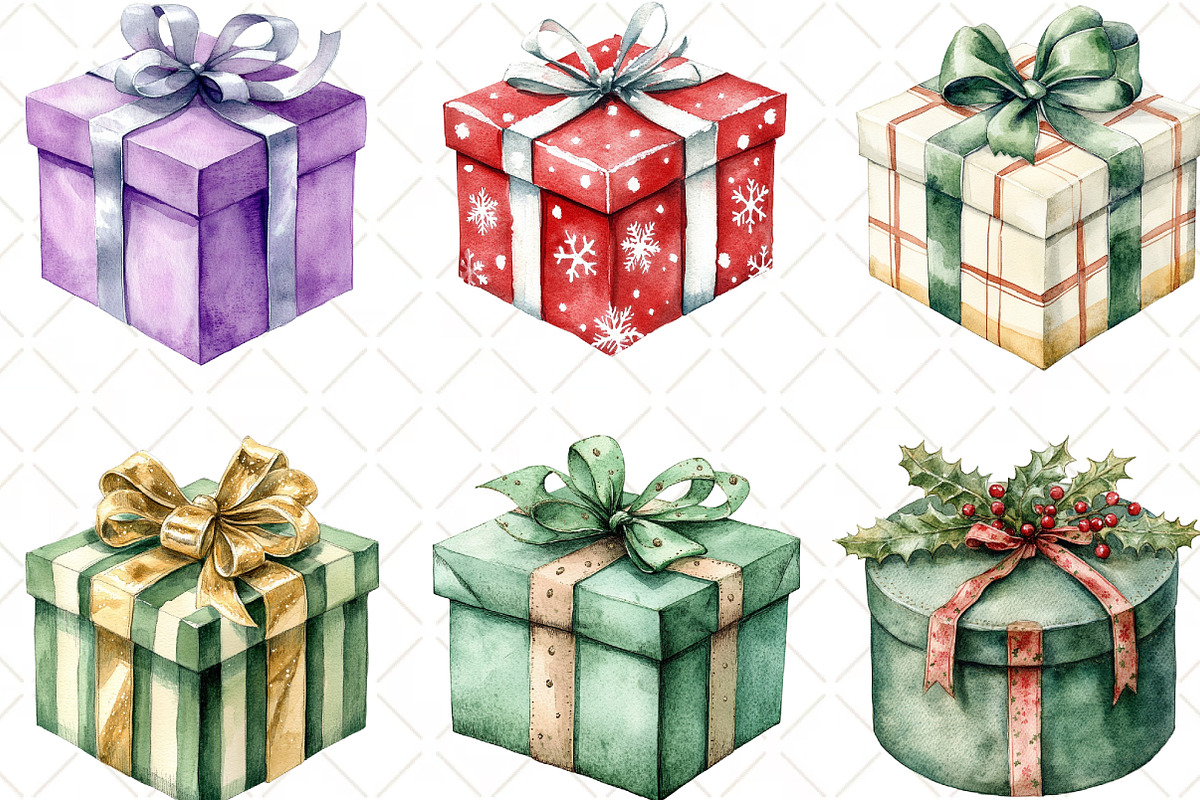 Christmas Gifts Box Clipart, an Illustration by Black Bird Studio (Photo 2 of 6)