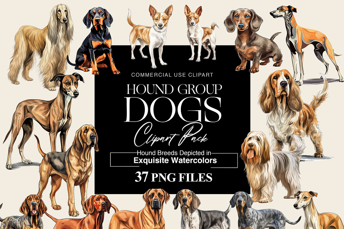 Hound Group Dogs Clipart Collection