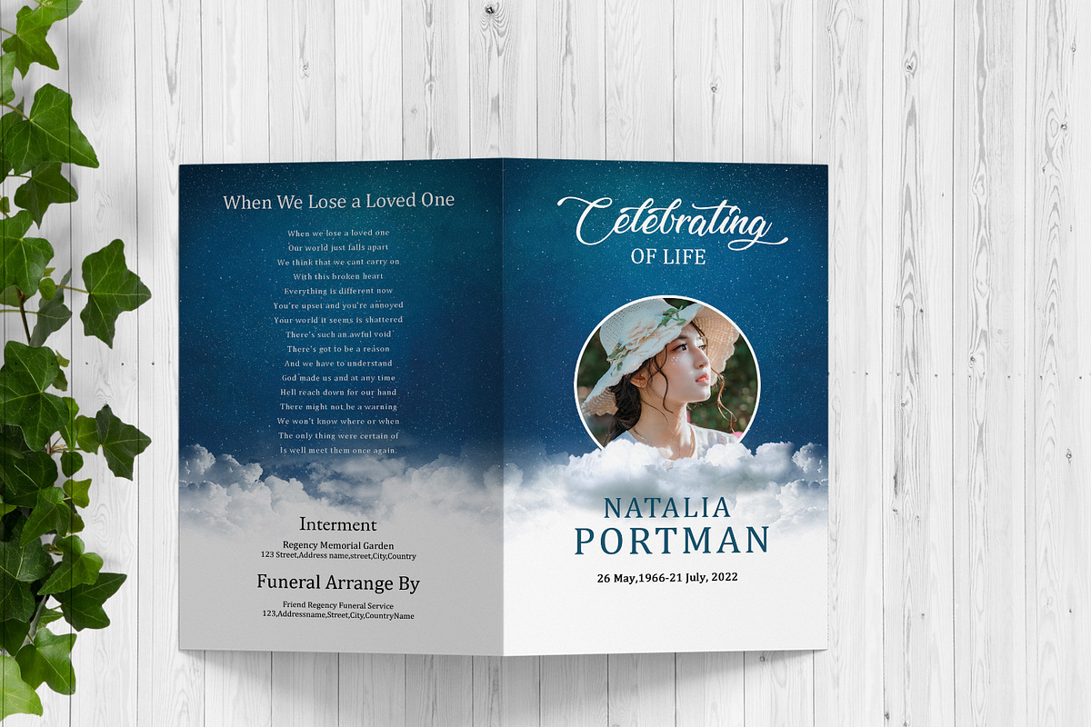 Blue Sky Funeral Program Template, a Brochure Template by Template Shop (Photo 4 of 5)