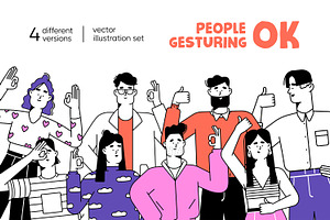 People gesture ok, show thumb up set, a Person Illustration by PaperTrident