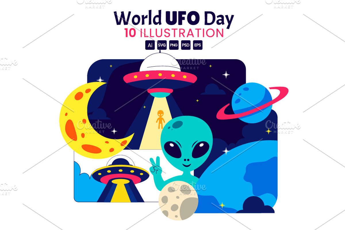 10 World UFO Day Illustration, an Object Illustration by denayunebgt (Photo 1 of 4)