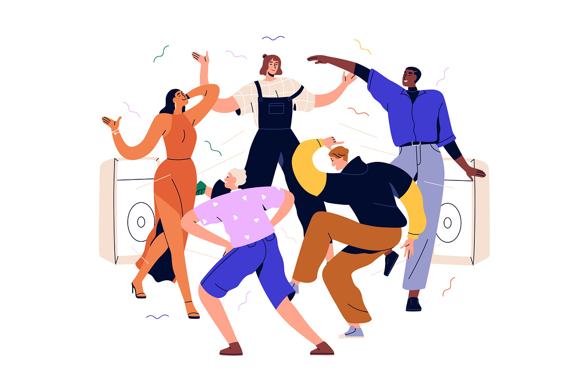 Happy people dancing at party set, a Person Illustration by Good Studio (Photo 5 of 14)
