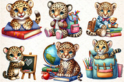 Baby Leopards Back to School Clipart, an Animal Illustration by DreamCafeArt (Thumbnail 3 of 5)