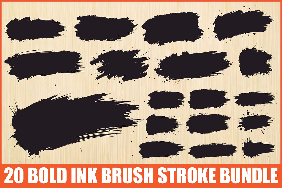 Black Brush Stroke Bundle, an Illustration by Gaye Art (Photo 1 of 21)