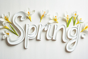 Banner with spring white crocuses, an Abstract Photo by Imaginarium
