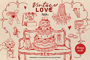 Vintage Wedding & Valentines Day Set, an Object Graphic by VerAna