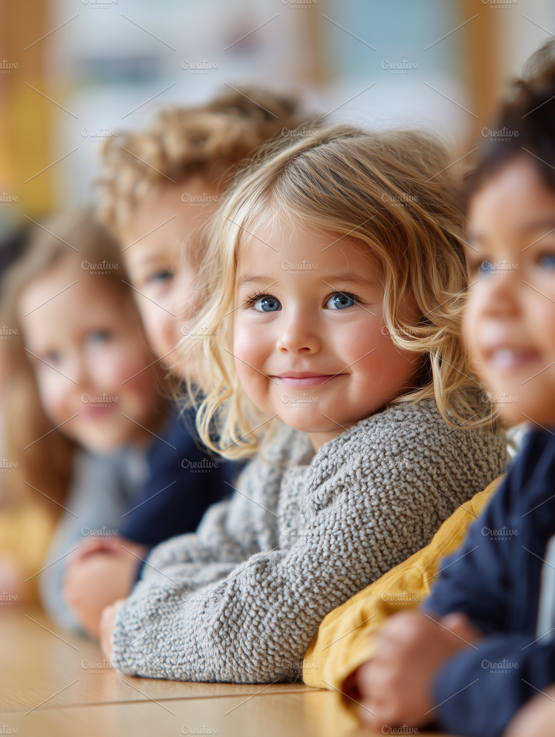 Cute preschool children sitting, a School & Education Photo by MistyDay