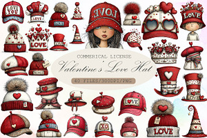 Valentine s Love Hat Clipart, an Illustration by Sublimation Artist