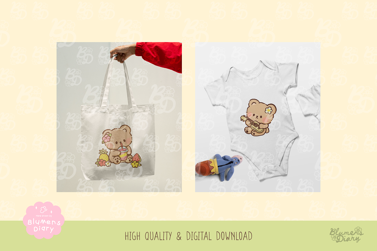 Aloha Hawaii Bear Clipart Collection, an Animal Illustration by Blumensdiary (Photo 4 of 6)