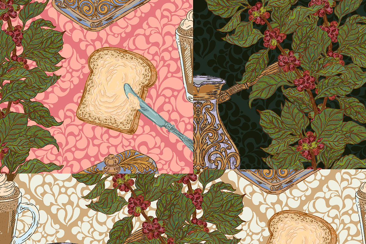 Coffee Ritual Seamless Vector Patter, a Pattern Graphic by NayaChu (Photo 8 of 8)