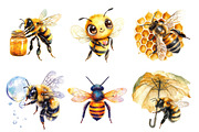 Honey Bee Clipart PNG, an Illustration by SinaCreation (Thumbnail 2 of 5)