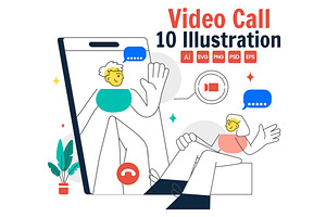 10 Video Call Illustration, a Person Illustration by denayunebgt
