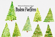 Christmas clip art: MODERN TREES, an Illustration by SandraGraphicDesign (Thumbnail 3 of 3)