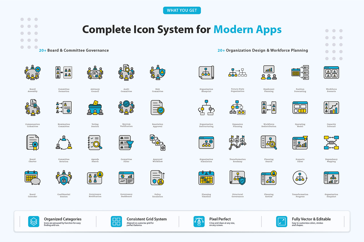Organizational Structure Icons, an Outline Icon by vexper (Photo 5 of 7)