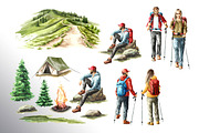 Let's Hiking! Watercolor set, a Person Illustration by Daria Ustiugova (Thumbnail 12 of 13)