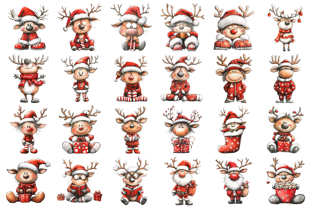 Quirky Funny Christmas Reindeer Clip, an Illustration by Daily.Designs (Photo 5 of 5)