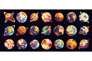 Cartoon fantasy planets. Decorative, an Object Illustration by Stock-Smart-Start