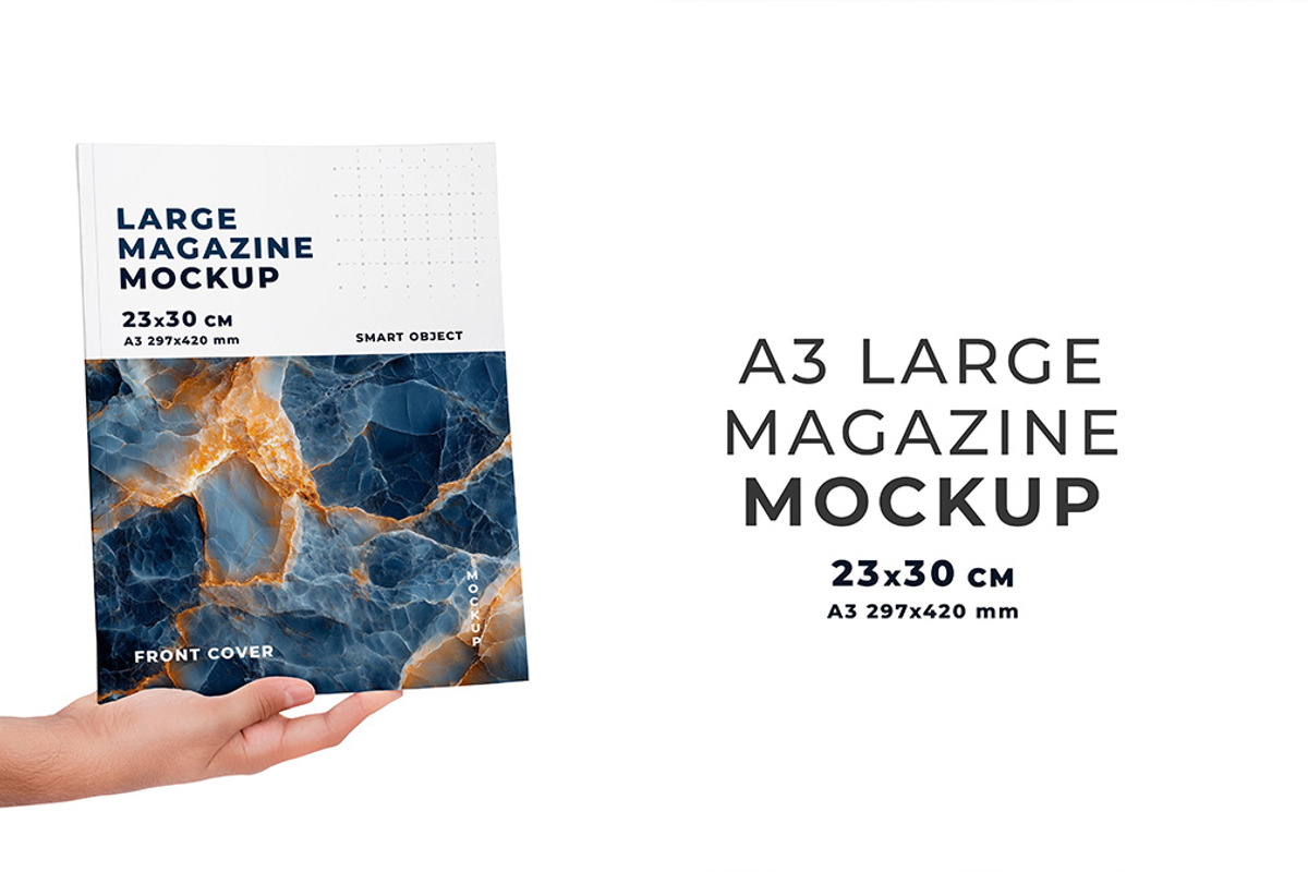 Hand Holding A3 Magazine Mockup, a Books & Magazine Mockup by Mockups ...