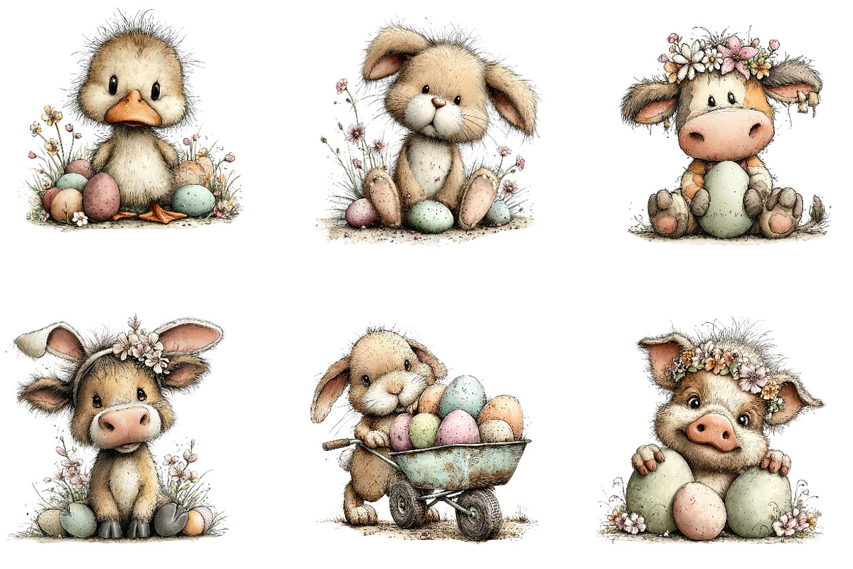Easter Farm Animals Clipart, an Illustration by Dream Creation (Photo 5 of 6)