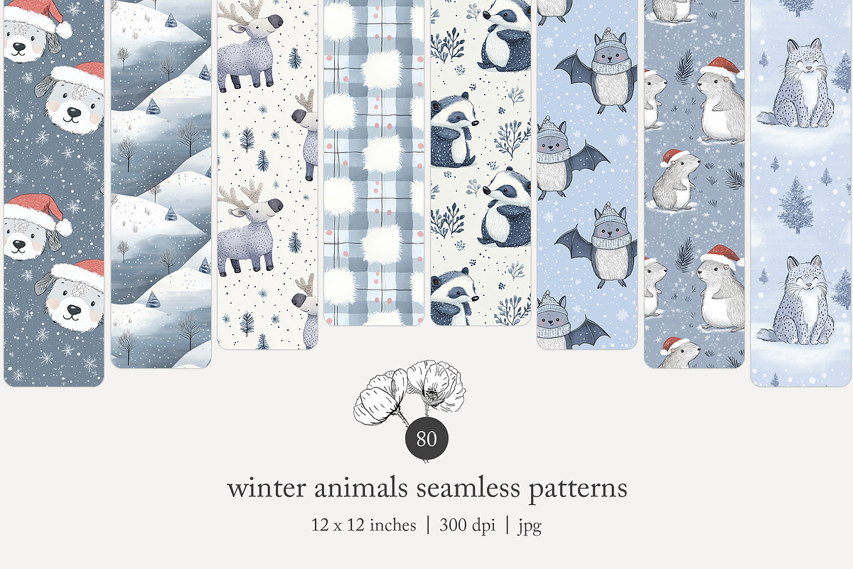 80 winter animals seamless pattern, a Pattern Graphic by Poppy Lane Studio (Photo 1 of 11)
