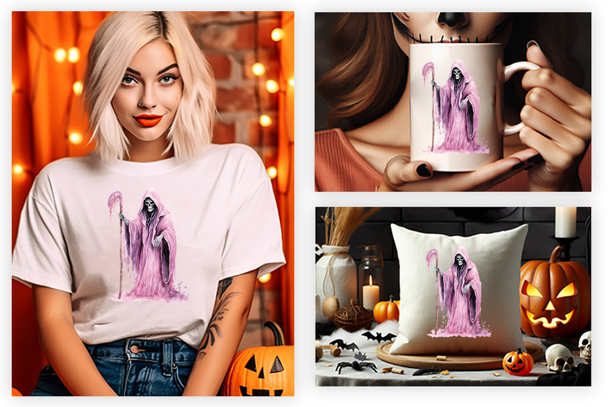 Halloween Watercolor Grim Reaper PNG, a Seasonal Illustration by Creative Arslan (Photo 4 of 6)