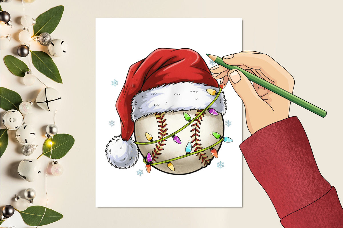 Christmas Softball Santa Hat PNG, an Illustration by designcity5 (Photo 3 of 8)