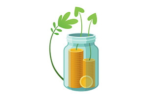 Investing bottle money, icon, an Object Illustration by Things for designers