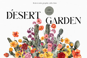 Desert Garden. Watercolor Graphic