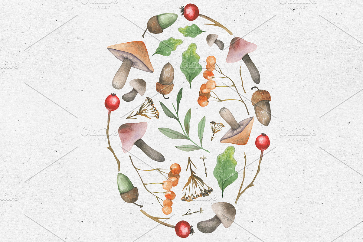 Autumn vibes. Watercolor set, a Decorative Illustration by Maria's little shop (Photo 5 of 10)