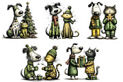 Christmas Dog & Cat Friends, an Illustration by Craft Nest (Thumbnail 4 of 9)