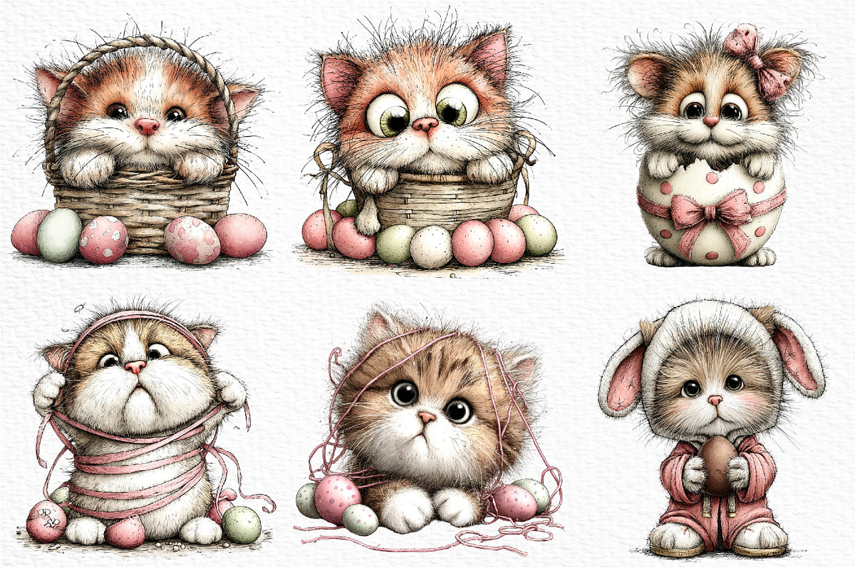 Easter Funny Cats Clipart Png, an Illustration by Craft Nest (Photo 4 of 11)