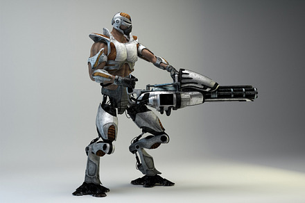 Retro-Futuristic Mechborg & Minigun