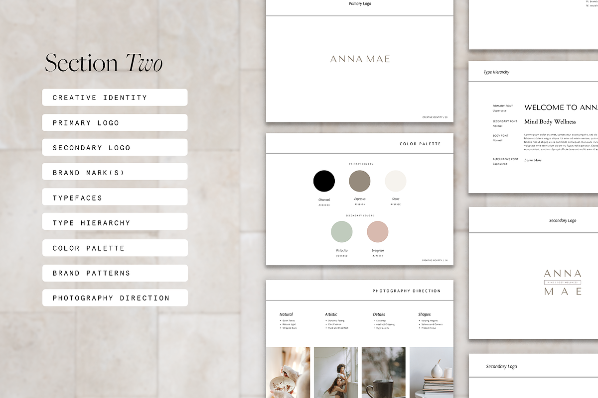 Anna Mae Brand Style Guide Template, a Product Mockup by Chloe Leonard Studio (Photo 4 of 6)