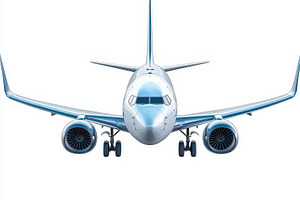 Airplane Front View Isolated White B, a Transportation Photo by Pixeness Studio