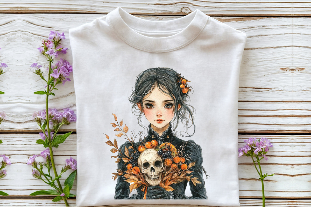 Cute Autumn Gothic Girl Clipart, an Illustration by Rose Art (Photo 5 of 7)