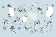 Elegant Navy & White Flowers Clipart, a Graphic by Sunflower Day Love (Thumbnail 4 of 5)