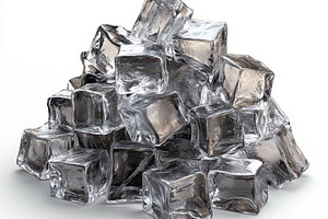 A pile of ice cubes on white backgro, a Food & Drink Photo by Pixeness Studio