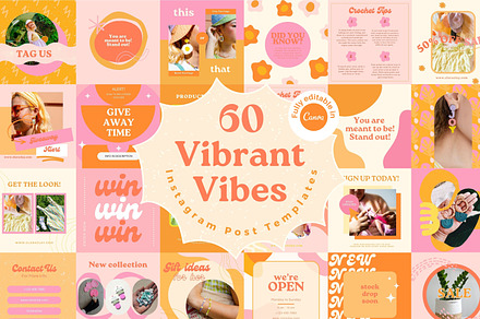 Vibrant Instagram Post Templates, a Social Media Template by HellYeahDesigns
